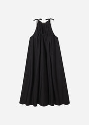 Gathered Halter Dress in Cotton Poplin - Black - CO Collections